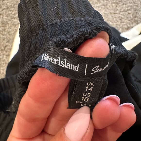 RIVER ISLAND Women's Black Waist Side Stripe Joggers Size 10 - Picture 5 of 12